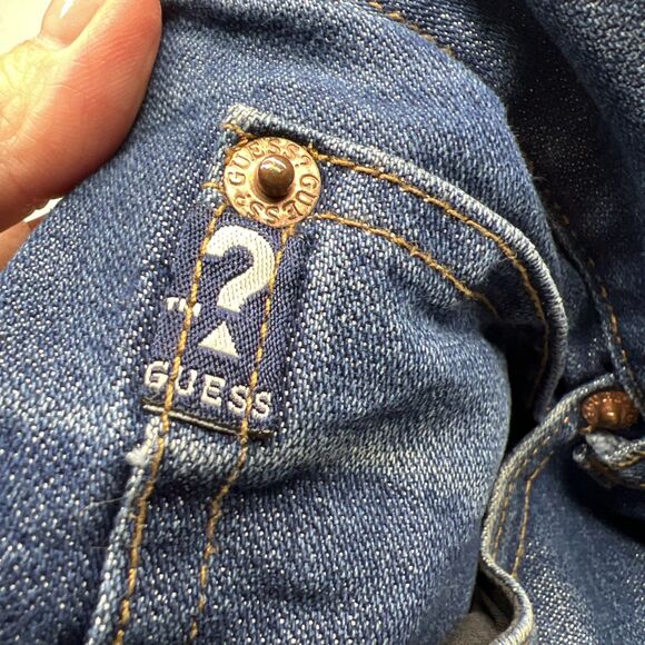 VINTAGE Guess Jeans Womens 28? Dark Blue High Rise Straight Denim Made in USA - Picture 10 of 12
